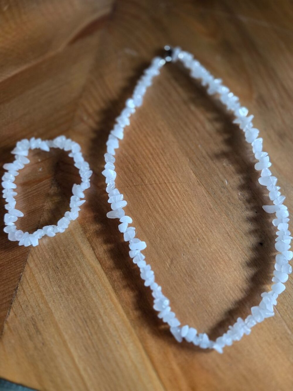 White Moonstone Rough Cut Bracelet and Necklace Set